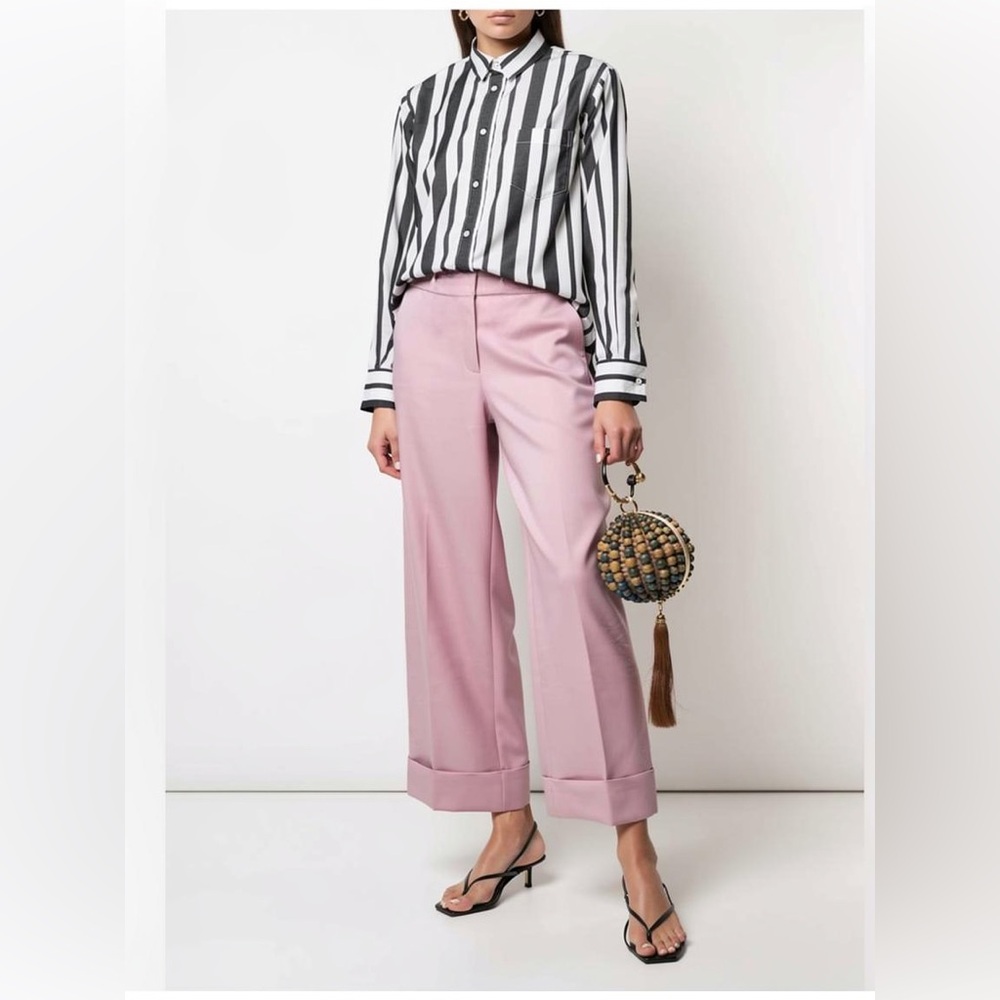 KHAITE Wide-Leg Pink Cropped Trousers
